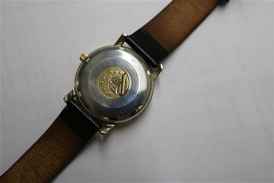 A gentlemans 1960s? steel and gold plated Omega Constellation automatic wrist watch.